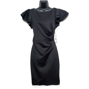 2/$30 Jessica Howard Black Layered Butterfly-Sleeve Scuba Sheath Dress Size 10